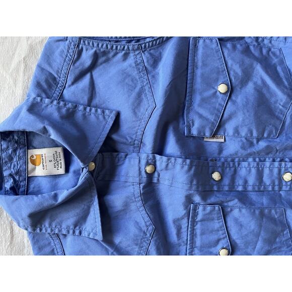 Carhartt Women's Sleeveless Shirt Collared Top Pearl Snap Blue WS004 BLL Size S - Picture 3 of 4